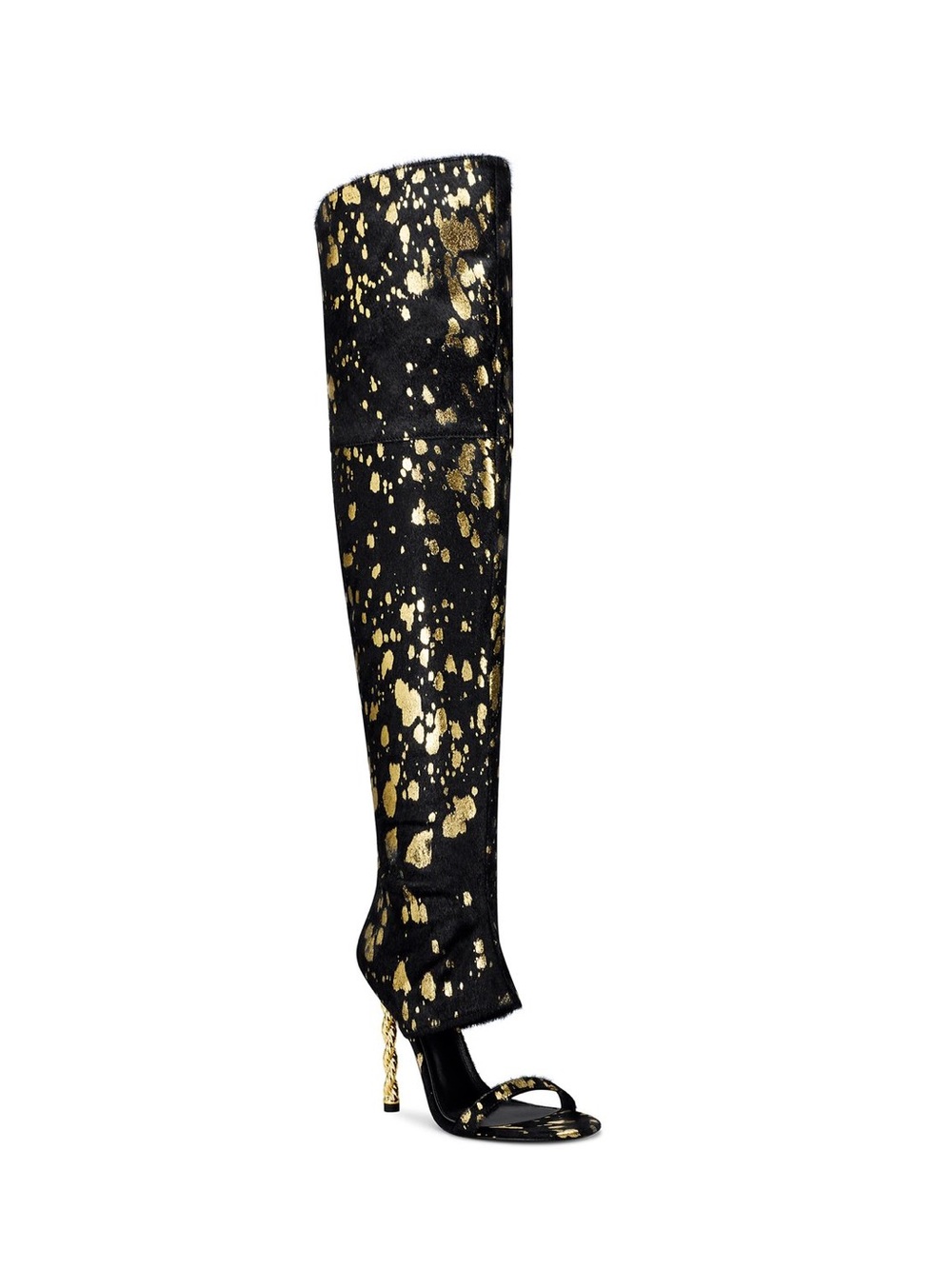 IAMJENNIFERLE Black and Gold Over-the-Knee Sandal Boots 37 New